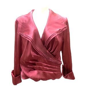 Vintage Cachet Mauve Satin Crossover Blouse Women's 16 Formal Special Occasion